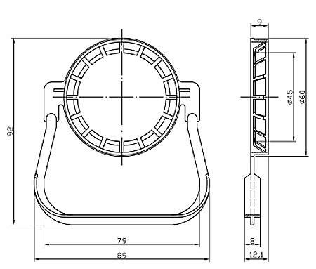 Wymiary uchytu F45